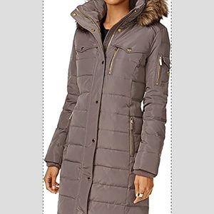 MICHAEL Michael Kors gray/dark taupe parka down jacket in Size Small